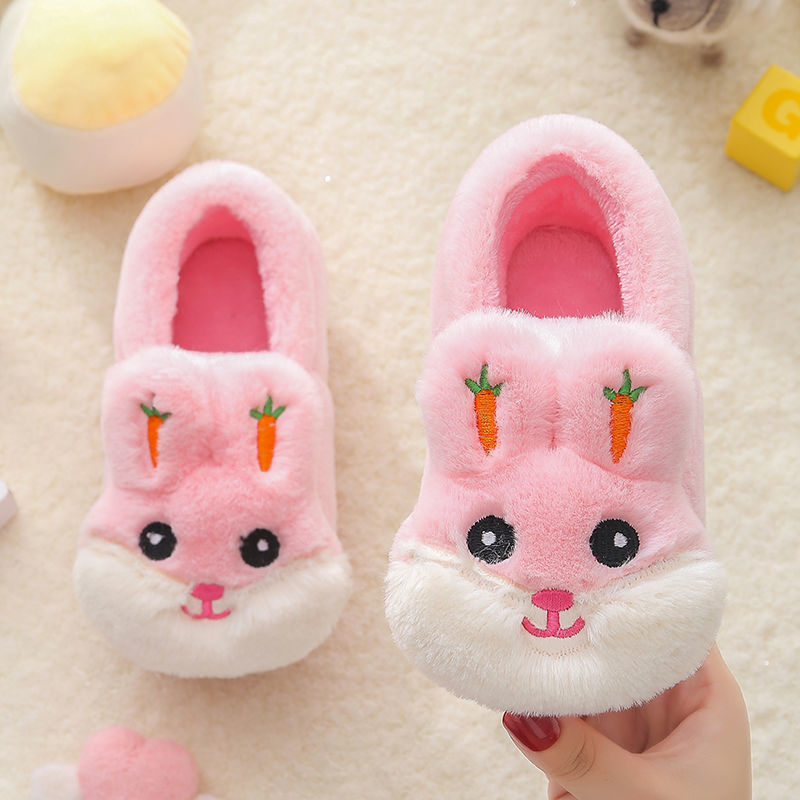 Kids Cotton Slides Autumn Winter Indoor Non-slip Cute Rabbit Non-slip Kids Shoes Home Slippers Fashion Baby Boys Girls Slippers eprolo