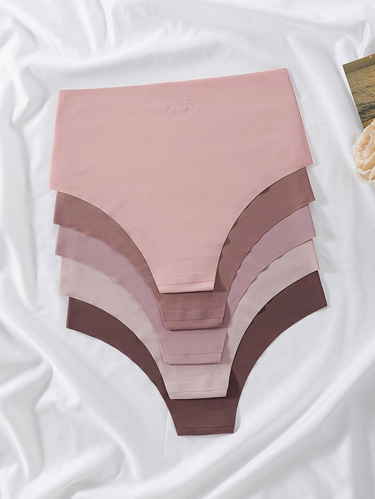 5pcs High Waist Seamless Mixed Color Panties Pack, Women's Underwear & Lingerie Shello's Creative Boutique