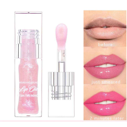 Hydrating Colour Changing Lip Gloss Sparkling Shimmer Lip Oil Plumping Liquid Lipstick