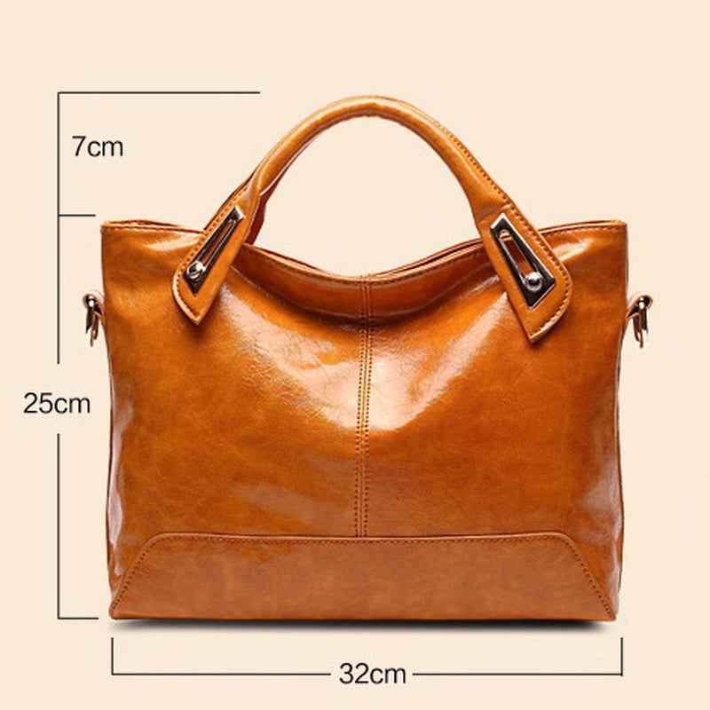 Women's Oil Wax Leather Shoulder Bag - Designer PU Leather Handbag - Shello's Creative Boutique