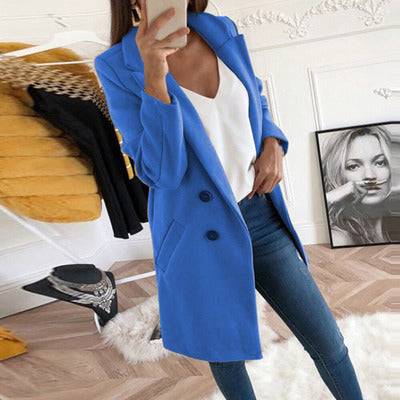 Plus Size Autumn Winter Wool Coat Women Elegant Blazer Ladies Cashmere Womens Coats Office Solid Medium Long Section Camel Coat eprolo