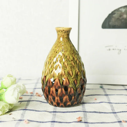 Ceramic Aromatherapy Bottle – Unique Concave & Convex Mini Vase - Shello's Creative Boutique
