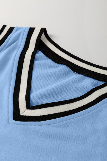 Myosotis Contrast Trim V Neck Sleeveless Mini Dress - Effortless Elegance with a Modern Twist! - Shello's Creative Boutique