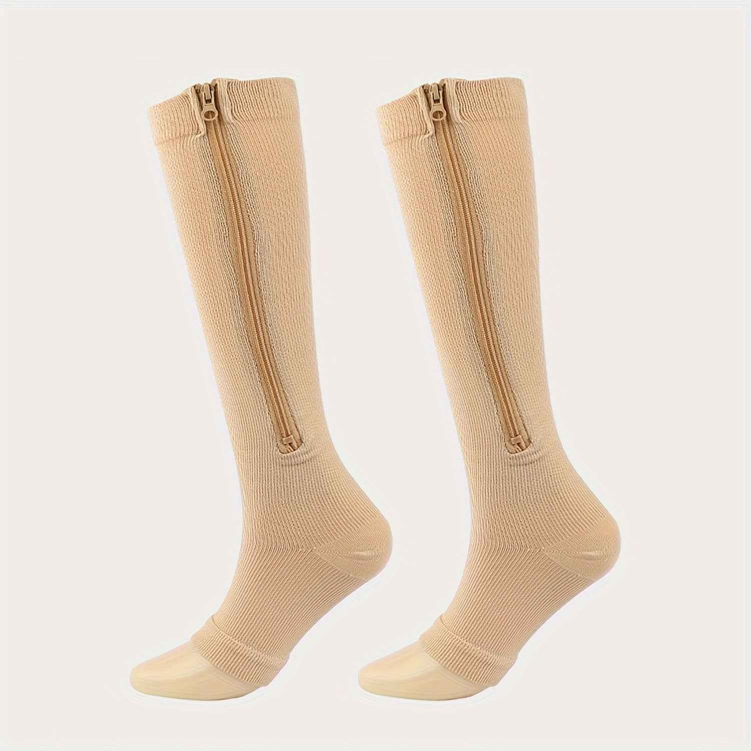 Toe Freedom Compression Socks - Comfortable, Breathable, and Quick-Drying for All-Day Wear, Sports, and Fitness - Polyester Knit Fabric, Side Zipper, and Toeless Design