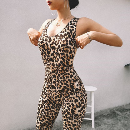 Leopard Women Yoga Sets Wear Clothing Women's Tracksuit Sexy Sportswear Jumpsuits