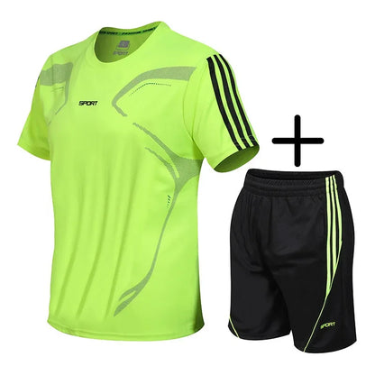 5XL Running T Shirt Sport GYM Tshirt Short Sleeve Football Basketball Tennis Shirt Quick Dry Fitness Sports Set Suits Sportswear - Shello's Creative Boutique