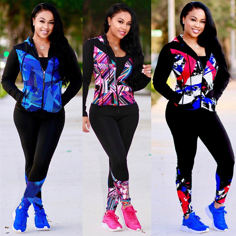 TWO PIECE SET Print Hoodies Vogue Tracksuit Pants Tweed Jacket Long Sleeve Women Sweat Suit Plus Size Sweatshirt Winter Outfits eprolo