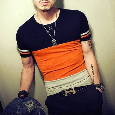 Men's Casual Patchwork Short Sleeve T-Shirt - Shello's Creative Boutique