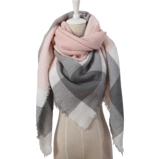 Winter Triangle Scarf For Women Brand Designer Shawl Cashmere Plaid Scarves Blanket Wholesale Drops - Shello's Creative Boutique