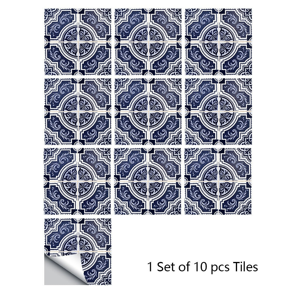 10 Piece Set Of Datura Mosaic Small Flower Imitation Ceramic Tile Sticker For Home Renovation Kitchen And Bathroom Decoration Self-Adhesive Wall Sticker