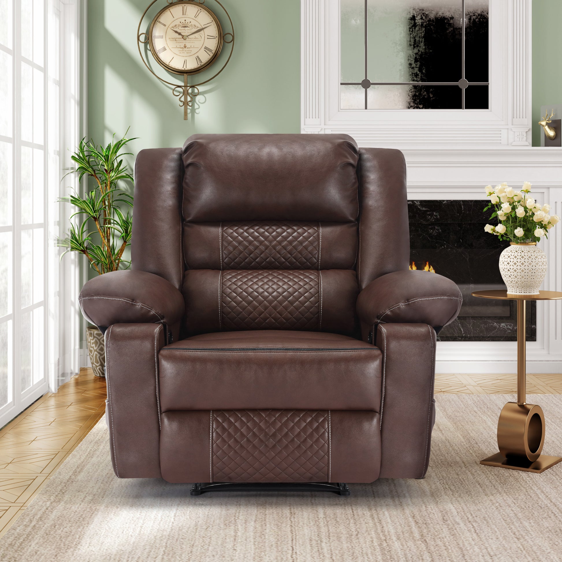 Breathable Leather Massage Recliner Chair Manual Living Room Reclining Sofa eprolo