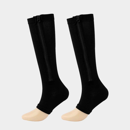Toe Freedom Compression Socks - Comfortable, Breathable, and Quick-Drying for All-Day Wear, Sports, and Fitness - Polyester Knit Fabric, Side Zipper, and Toeless Design