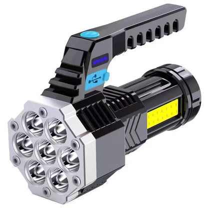 High Power LED Flashlight Powerful USB Rechargeable Torch Handheld Portable Outdoor Lamp Built-in Battery COB 7 LED Flashlights - Shello's Creative Boutique