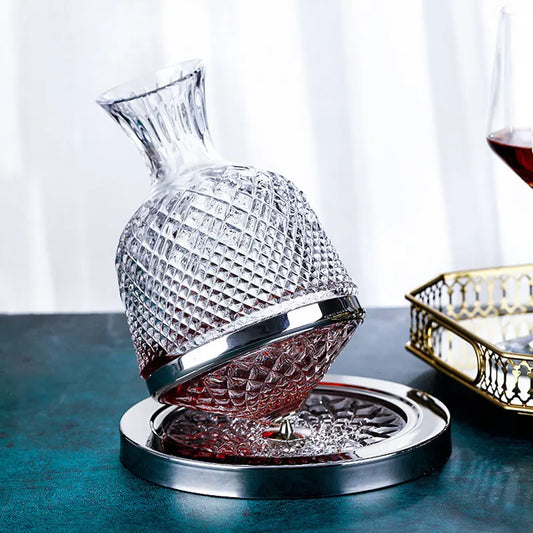 360 Rotating Wine Decanter Tumbler Design Dispenser Crystal Glass Wine Aerator Mirror Jug Gift Bar Decor Art Glassware 1500ML eprolo