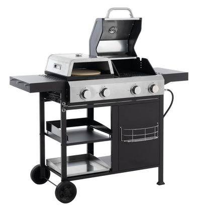 2+2 multifunctional gas barbecue grill and covered grill combination for outdoor cooking - barbecue, barbecue, pizza. - Shello's Creative Boutique