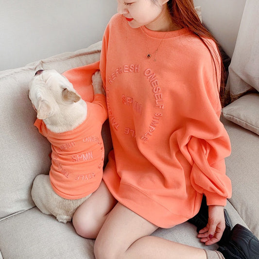 Spring And Autumn Kitten Pet Parent-Child Clothing Cat Clothes Embroidered Dog Clothing Long-Sleeved T-Shirt Shello Creative Boutique