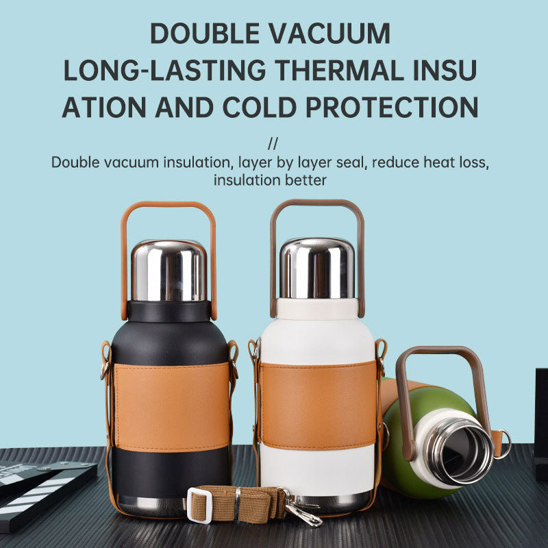 Large capacity 316 stainless steel sports water bottle outdoor with carrying rope portable travel pot double vacuum thermos cup eprolo