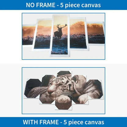 HD Prints Canvas Wall Art Living Room Home Decor Pictures 5 Pieces Snow Mountain Plateau Wolf Paintings Animal Posters Framework - Shello's Creative Boutique