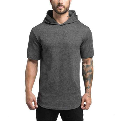 Men's Bodybuilding Hoodie - Short Sleeve Sweatshirt for Gym Enthusiasts - Shello's Creative Boutique
