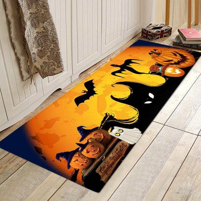 Halloween Party Series Printing Flannelized Floor Cushions Door Bathroom Mat Set Household Bathroom Rug Set Bathroom Carpet Shello Creative Boutique