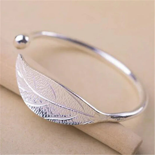 Silver Plated Leaf Charm Bracelets & Bangles For Women Wedding Adjustable Bracelet Pulseira Feminina SL206 - Shello's Creative Boutique