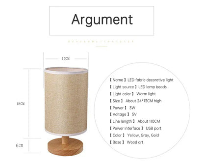 Linen Table Lamp – Minimalist Elegance with Warm LED Glow - Shello's Creative Boutique