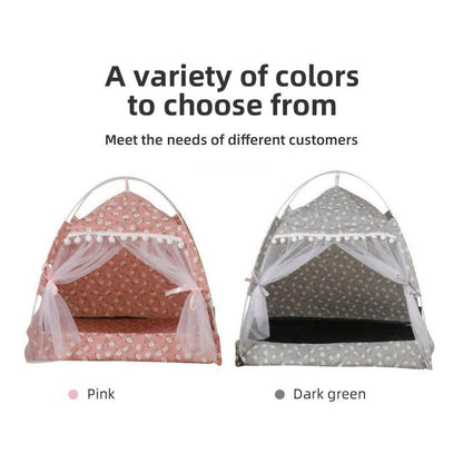 Striped Canvas Pet Teepee Tent - Cozy Indoor Bed for Cats & Dogs