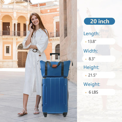 Hardshell Luggage Sets 3 Piece Carry-on Suitcases with Wheels, TSA Lock for Men Women, Blue (20in) - Shello's Creative Boutique
