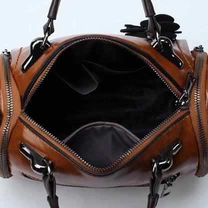 Spirituality Flower Shoulder Bag – Vintage PU Leather with Timeless Elegance and Everyday Functionality