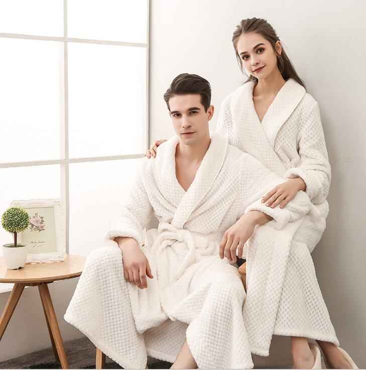 Luxury Flannel Bathrobe - Thick Warm Dressing Gown for Men & Women