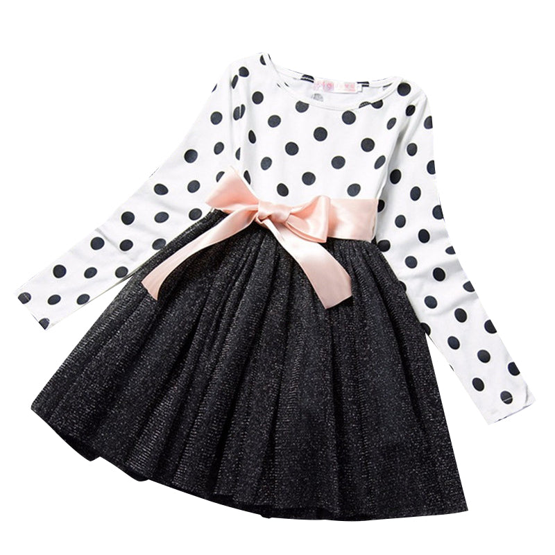 Dot Long Sleeve Dress For Girls Clothing Child Costume Baby Girl Clothing Teenager School Daily Wear Sashes Kids Casual Clothes Shello Creative Boutique