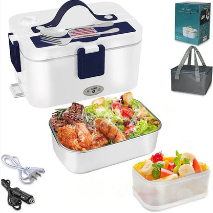 80W Food Heater 12V 24V 110V Self Heating Lunchbox Portable Food Warmer Electric Lunch Box for Car/Truck/Home - Shello's Creative Boutique