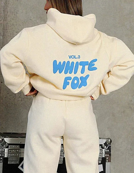 Autumn and winter new hoodie set with fashionable sports logo, long sleeved pullover hoodie two-piece set - Shello's Creative Boutique