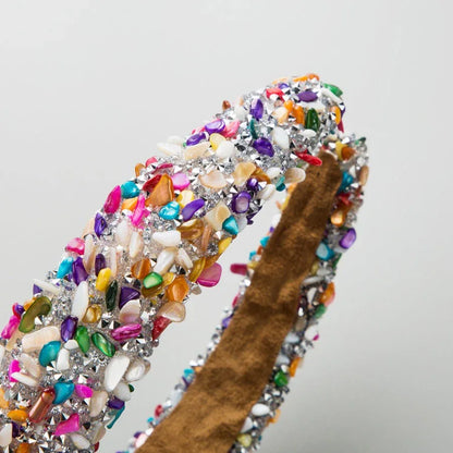 Exaggerated Baroque Colorful Crystal Candy Sponge Wide Edge Hair Hoop Headband - Shello's Creative Boutique