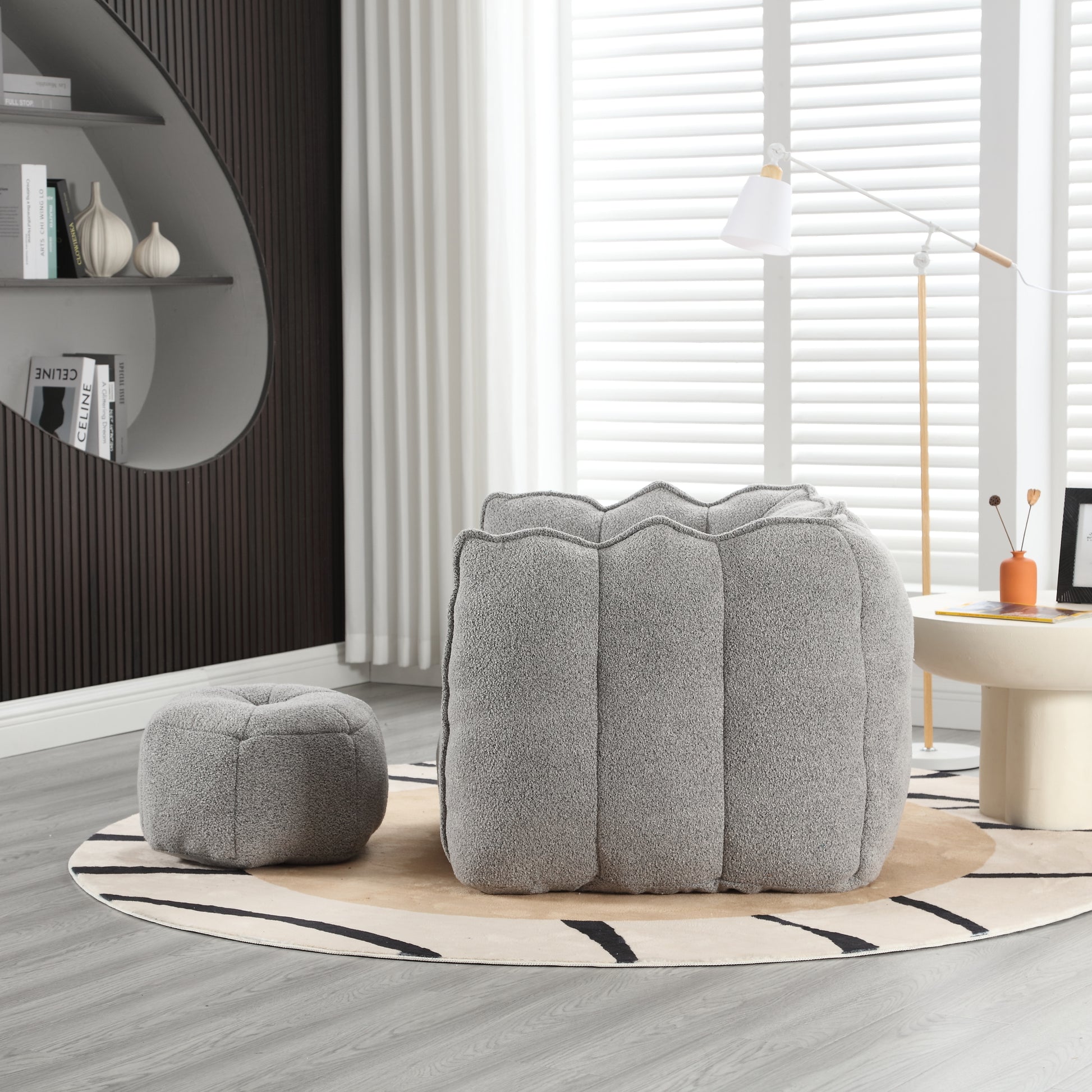Soft Bean Bag Chair with High Resilient Foam(Chips)for living room and bedroom,Comfortable Square Lazy Sofa with Footstool eprolo