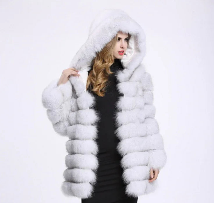 Hoodie plush faux fur coat women fur winter woman coat Plus size thick long warm coat outerwear overcoat - Shello's Creative Boutique