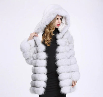 Hoodie plush faux fur coat women fur winter woman coat Plus size thick long warm coat outerwear overcoat - Shello's Creative Boutique