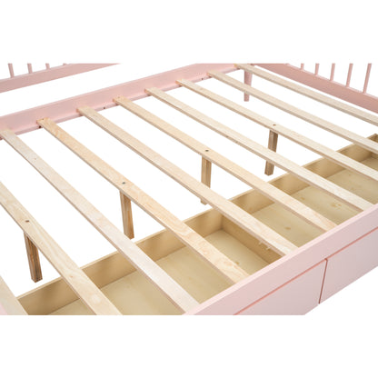 Full Size Daybed with Two Storage Drawers and Support Legs Pink Shello Creative Boutique