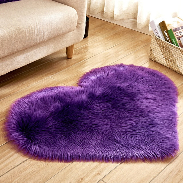 Love Heart Rugs Artificial Wool Hairy Carpet Faux Floor Mat Fur Plain Fluffy Area Rug Soft Living Room Carpet Bedroom Floor Mat eprolo