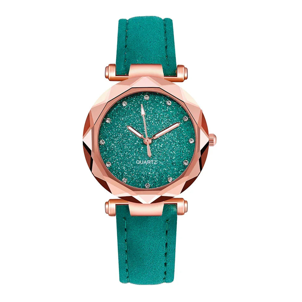Ladies fashion Korean Rhinestone Rose Gold Quartz Watch Female Belt Watch Women's Watches Fashion Clock Watch Women Watches #A - Shello's Creative Boutique