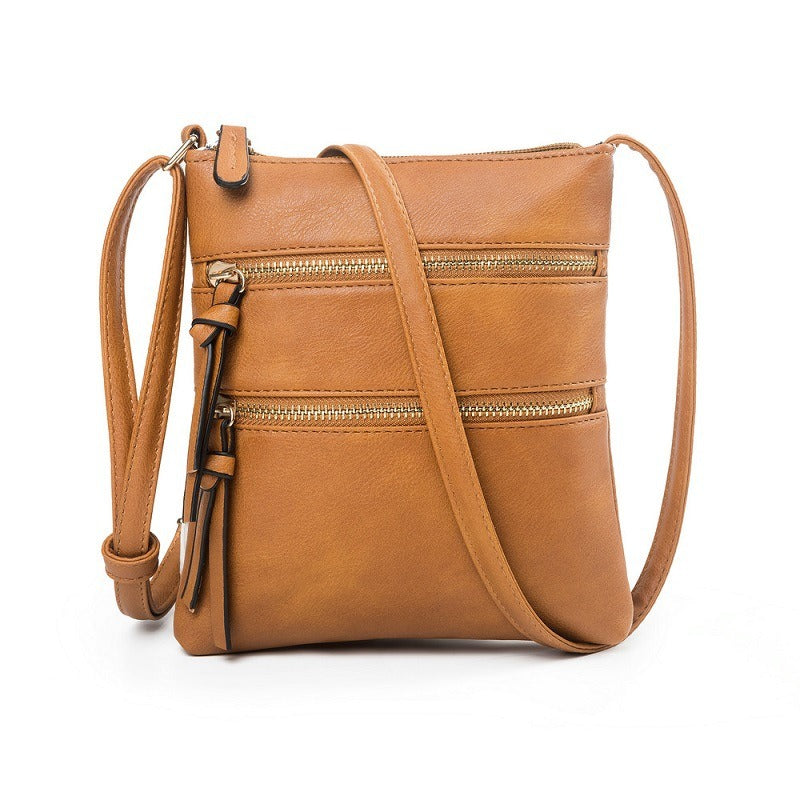 Leisure multifunctional pocket with double zipper vertical women's bag single shoulder bag crossbody bag Shello Creative Boutique