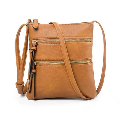 Leisure multifunctional pocket with double zipper vertical women's bag single shoulder bag crossbody bag - Shello's Creative Boutique