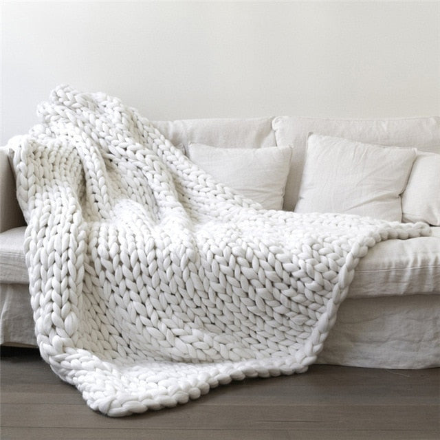 Sofa Cover Chunky Knitted Blankets Handmade Bedspreads Super Thick Yarn Merino Wool Soft Blanket Warm Winter Throw Blanket eprolo