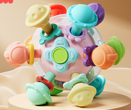 Baby Toys 0-1 Year Old Puzzle Early Education Manhattan Atomic Ball Baby Tooth Grinder Grip Training Ringing Bell eprolo