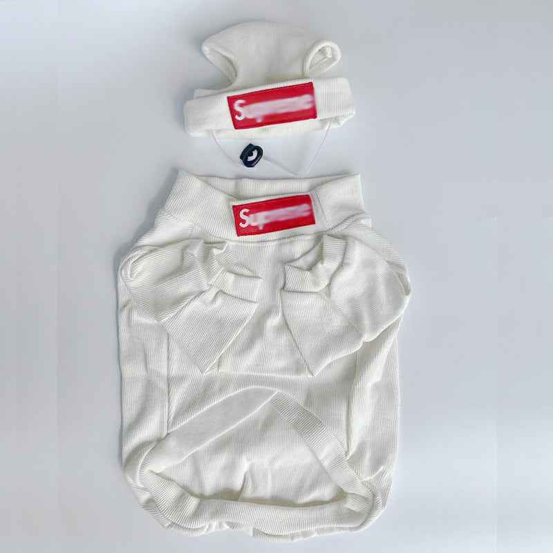 HYGGEPET Pet Clothing Fashion Brand Street Dog Clothing Fadou Teddy Schnauzer Undercoat Hat Set