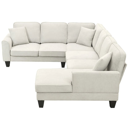 Modern U-Shape Sectional Sofa – 7-Seat Fabric Sofa Set with Pillows for Living Room, Apartment & Office - Shello's Creative Boutique