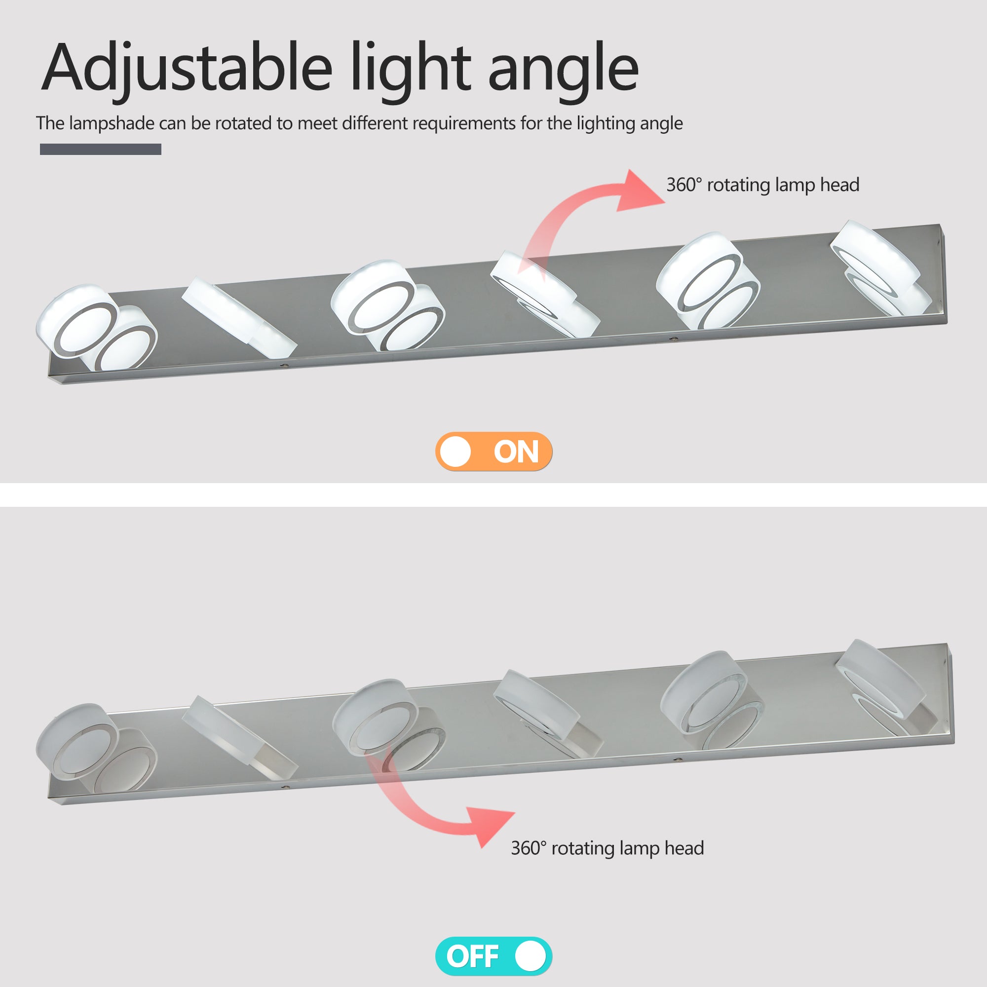 LED Modern Chrome 6-Light Vanity Lights Fixtures Over Mirror Bath Wall Lighting eprolo