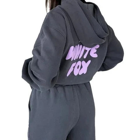 Autumn and winter new hoodie set with fashionable sports logo, long sleeved pullover hoodie two-piece set - Shello's Creative Boutique