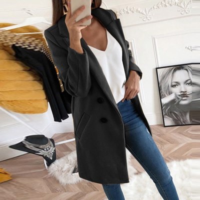 Plus Size Autumn Winter Wool Coat Women Elegant Blazer Ladies Cashmere Womens Coats Office Solid Medium Long Section Camel Coat eprolo