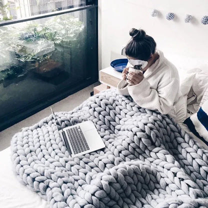 Chunky Knitted Blanket – Cozy Luxury for Every Season - Shello's Creative Boutique